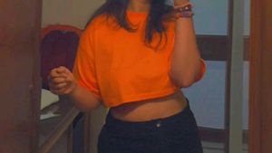 Orange Branded Crop Top