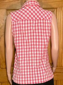 Red &amp; White Plaid Sleeveless Top