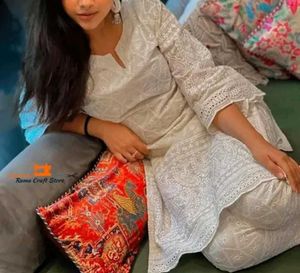 Embroidered Chickenkari Kurti Set