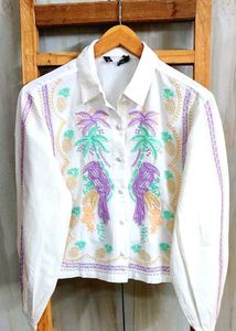 Embroidered  Button-Down Shirt Size-40