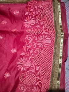 Red Embroidered saree