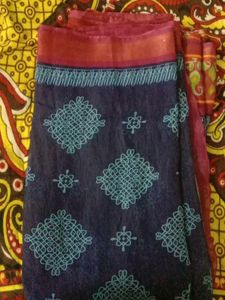 Siphon Silk Cotton Saree ,With Good Embroidery