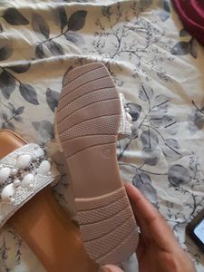 Shell Embellished Slide Sandals