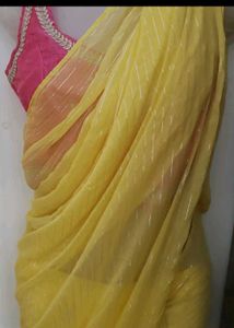 ready to wear Yellow Saree