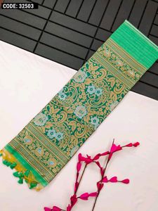 *Tussar silk saree with zari weaving work*