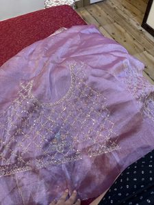 Elegant Pink Embellished Saree