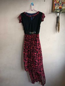 Pink and black elegant Midi Dress