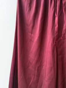 Burgundy Satin Wide Leg Pants