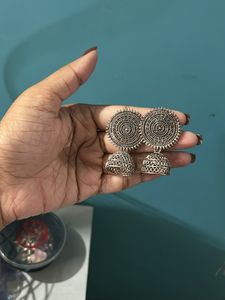 Pack of Two Oxidised Stud Earrings