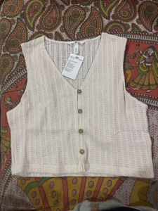 Button-Down Knit Crop Top