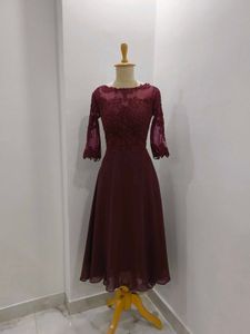 Elegant Burgundy Lace Dress