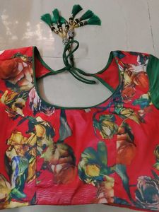 Rose Pink and Green Color Blouse