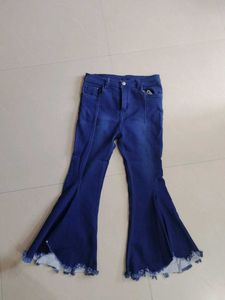 Frayed Hem Bell Bottom Denim Jeans
