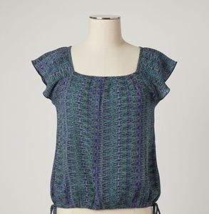 Abstract Print Patterned Blue Top