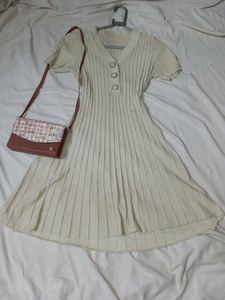 Cream Knit Mini Dress