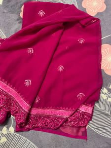 Magenta Embellished Saree &amp; Blouse