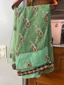 Green Embellished Saree