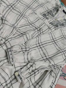 Plaid Embroidered Top