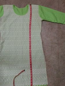 Mint Green Chikan Kari Fabric