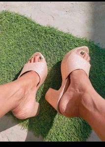 Rose Gold Block Heels For Women Size 4