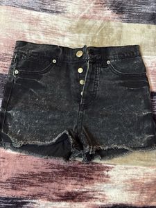 Acid Wash Denim Shorts