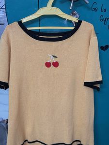 Cute Cherry Embroidered Tee