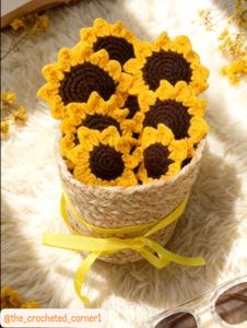 crochet sunflower basket
