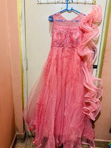 Party Wear Gown- Peach Colour