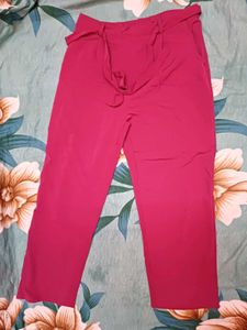 Stylish Maroon Tie-Waist Pants
