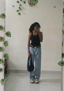 Black Ribbed Racerback Tank Top