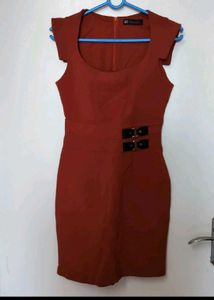 Rust Color Fitted Dress