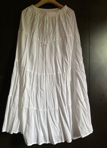 White Cotton Tiered Maxi Skirt