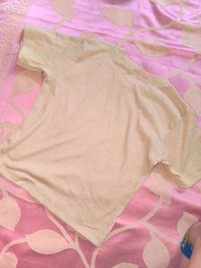 Beige Graphic Ribbed Tee