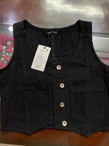 Black Denim Waistcoat