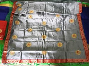 BrandNew TussarSilkSar Bieze&RedWithGoldLace Borde