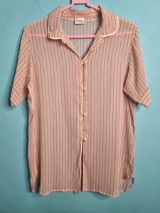 Peach Net See Through Shirt For Women.
