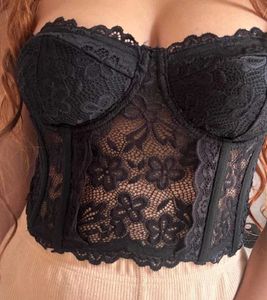 Black Lace Bustier Top