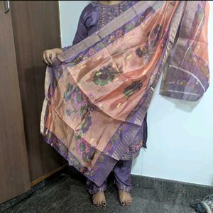 New Elegant Purple Salwar Suit, Silk Material