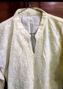 Mustard Chikankari Kurta Set