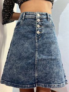 Denim A-Line Mini Skirt