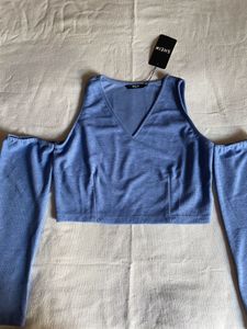 Shein Blue Cold Shoulder Top🧿