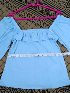 Off Shoulder Blue Top