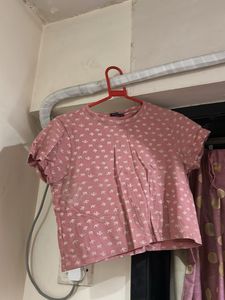 Pink patterned casual top