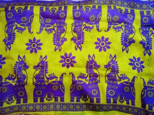 Vintage Grapic Dear And Carrige Silk Saree