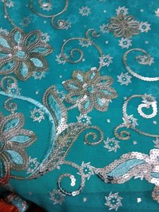 Aqua Blue Embroidered Saree
