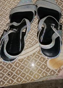 silver glitter heels