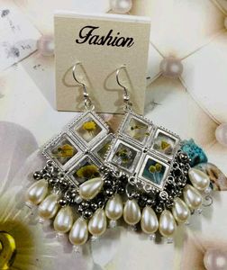Floral Pearl Drop Earrings