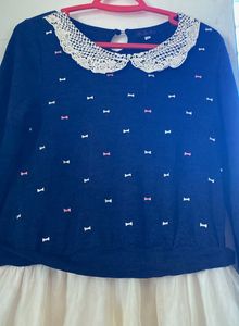 SFC Navy Blue Dress with Lace Collar