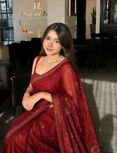 New Maroon Saree with Intricate Gold Embroidery✨