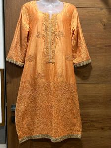 ✨ Peach Embroidered Silk Dupatta Set ✨